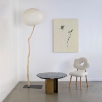<a href=https://www.galeriegosserez.com/gosserez/artistes/t-sakhi.html> T SAKHI </a> - Reconciled Fragments - Side table Green Forest